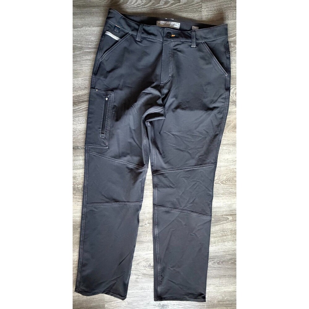 Ariat Rebar Perfect Rise Straight Work Pants Mens 32R Black Stretch Cargo